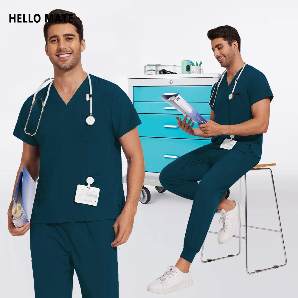 

Unisex Clinical Workwear Medical Surgical Uniform Woman Beauty Salon Workwear Hospital Scrub Set Lab Work Top Pants Doctor Suit