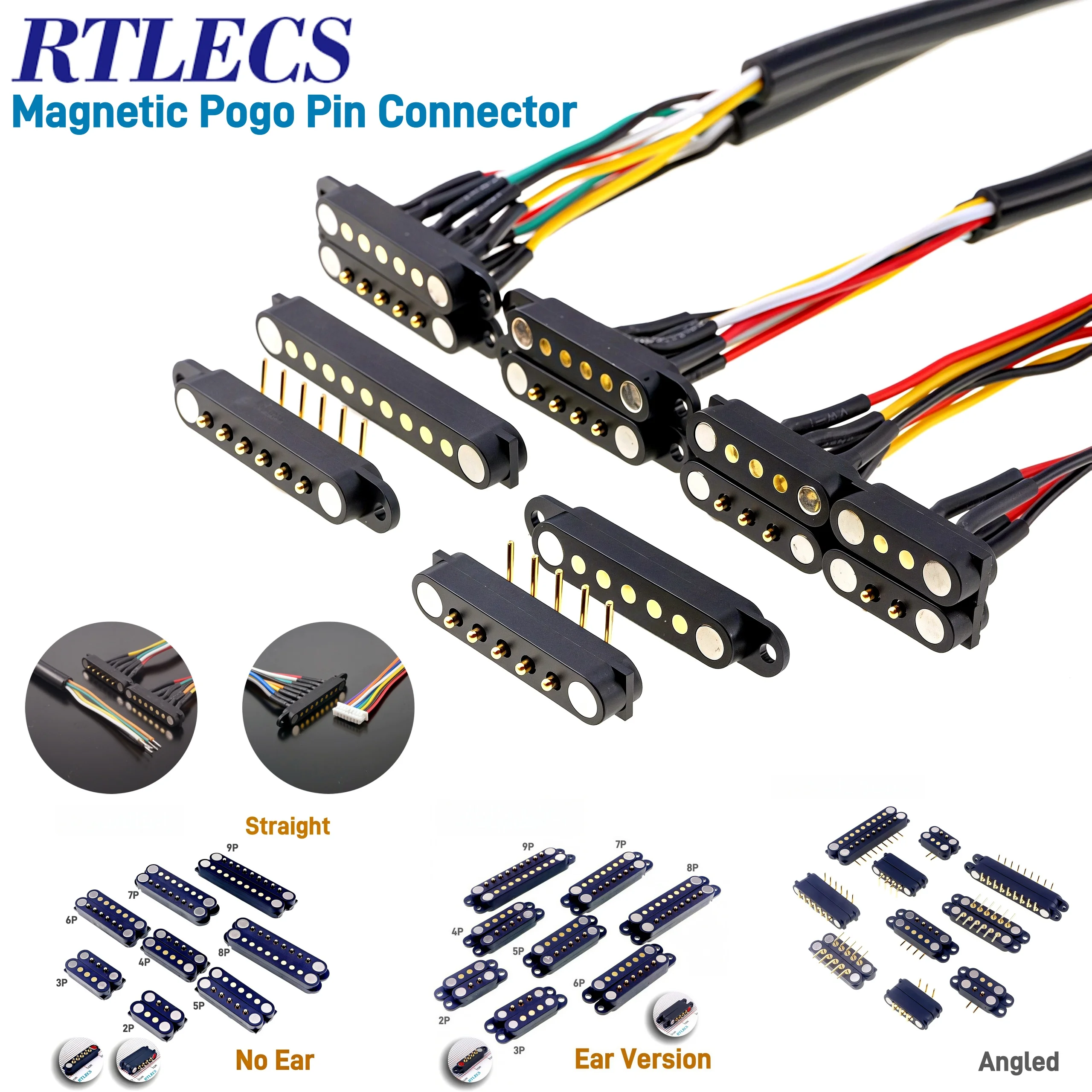 1/3/5 Paar federbelastete männlich weiblich 2,54 mm Rastermaß 2P 3 4 5 6 7 8 9 Pole Durchgangslöcher PCB BTB Stecker 2A DC magnetischer Pogo Pin – Detail 2