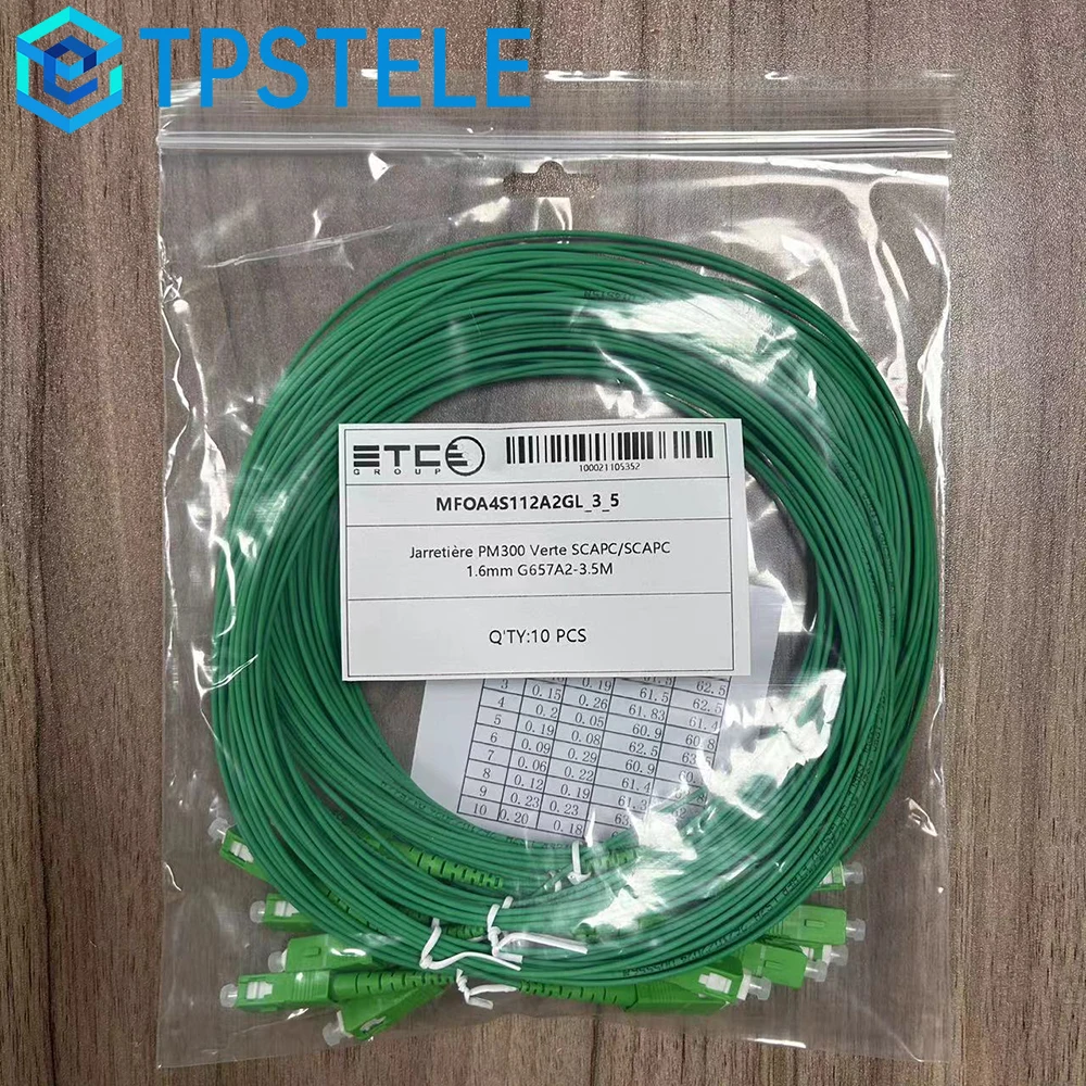 SC/APC-SC/APC Patch Cable, Single Mode G657A2, Simplex 1.6mm Tight Buffer, 3.5M 4M, Standard Boot, OFNR Green Jacket