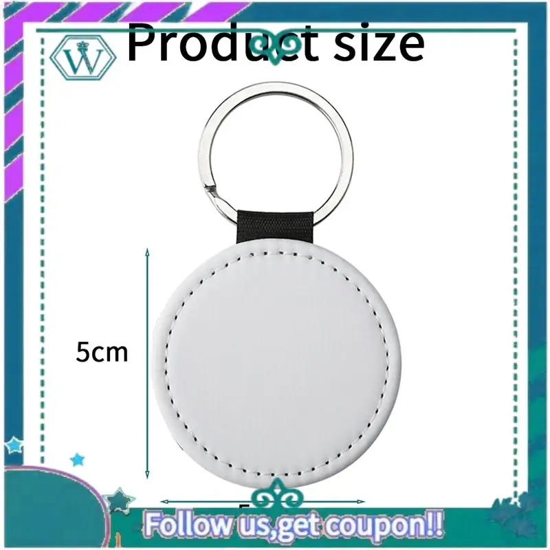 A75Q-20Pack sublimação espaços em branco chaveiro glitter couro do plutônio chaveiro transferência de calor redondo sublimação em branco