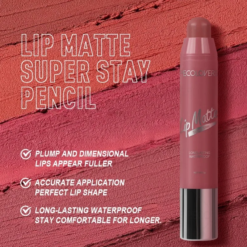 Penna per rossetto opaco, matita per labbra multicolore, labbra piene e affascinanti, adatta per l'autunno e l'inverno, cosmetici per labbra