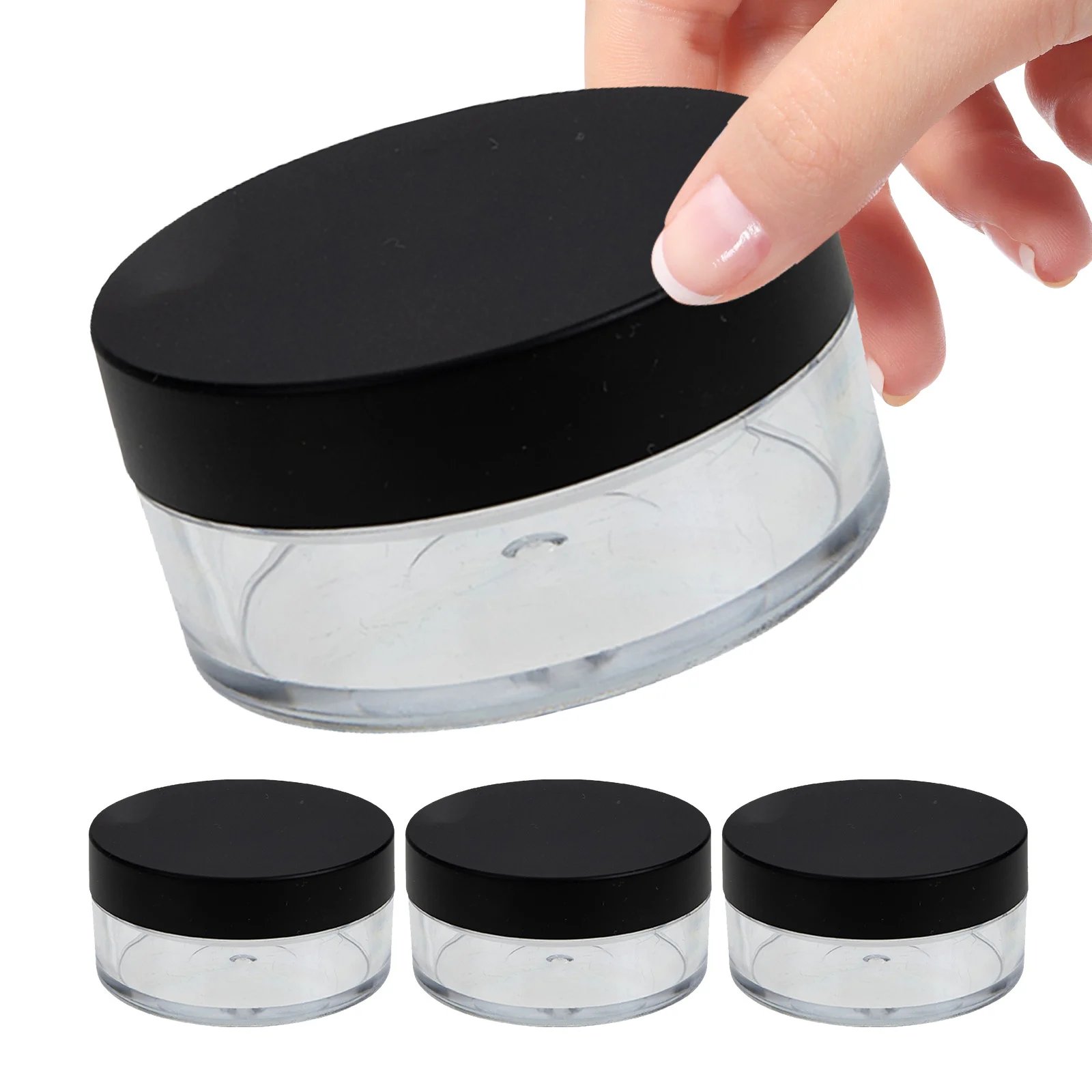 

4Sets Loose Powder Box Compact Storage Airtight Travel Makeup Powder Container Portable Plastic Case for Daily Use
