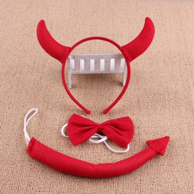 Cartoon Animal Cosplay Outfit Animal Ear Headband Long Tail Bowtie Adult Child Halloween Party Dress Up Decors