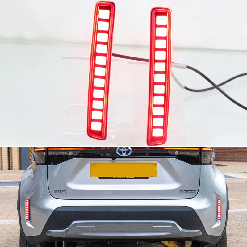 Car LED Rear Reflector For Toyota Yaris Cross 2020 2021 2022 Sequence Signal Indicator Tail Light Bumper Brake Lamps