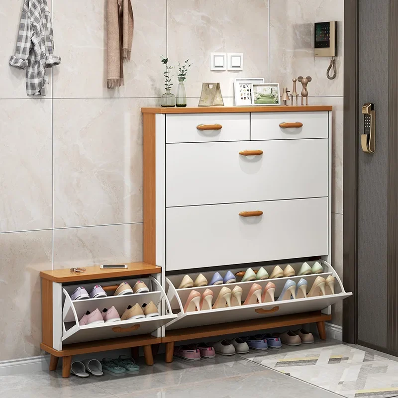 

European Vertical Shoe Rack Density Board Ultra Thin Shoe Cabinet Storage Organizer Organizador De Zapatos Home Furniture