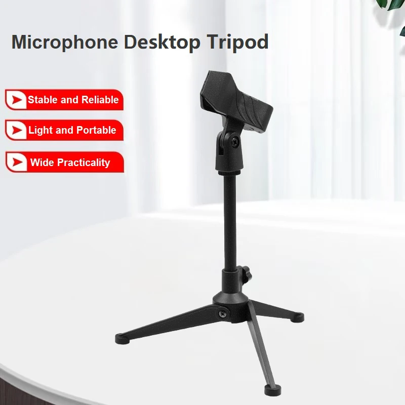 Adjustable Microphone Stand Desktop Tripod Table Stand Clip Holder Bracket Portable Table Stand Lightweight Bracket Mic Stand