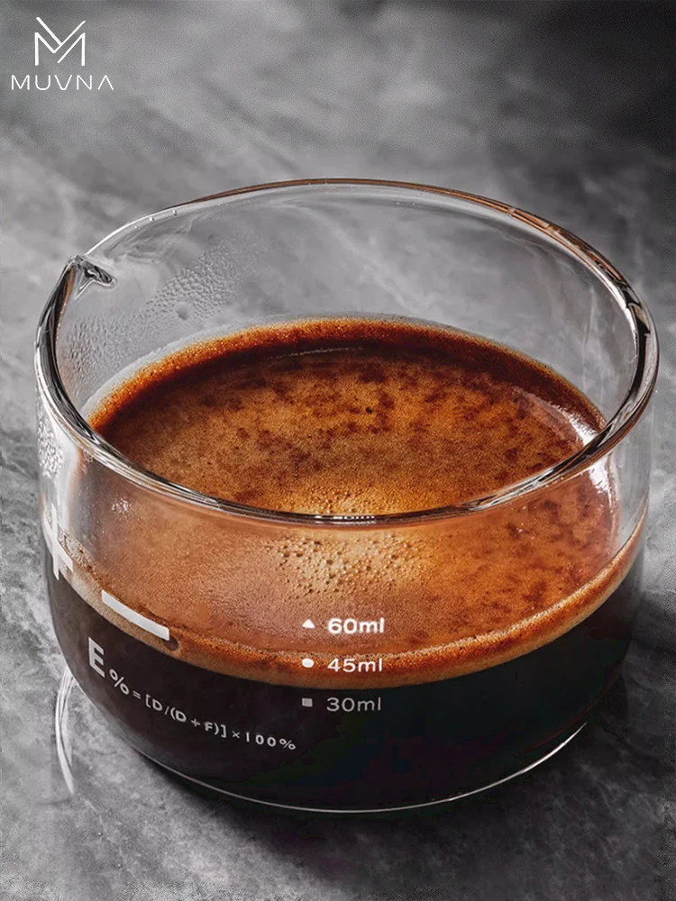 MUVNA Espresso Coffee Measuring Cups Clear Glass 100ml With Scale Home Kitchen Measuring Tools