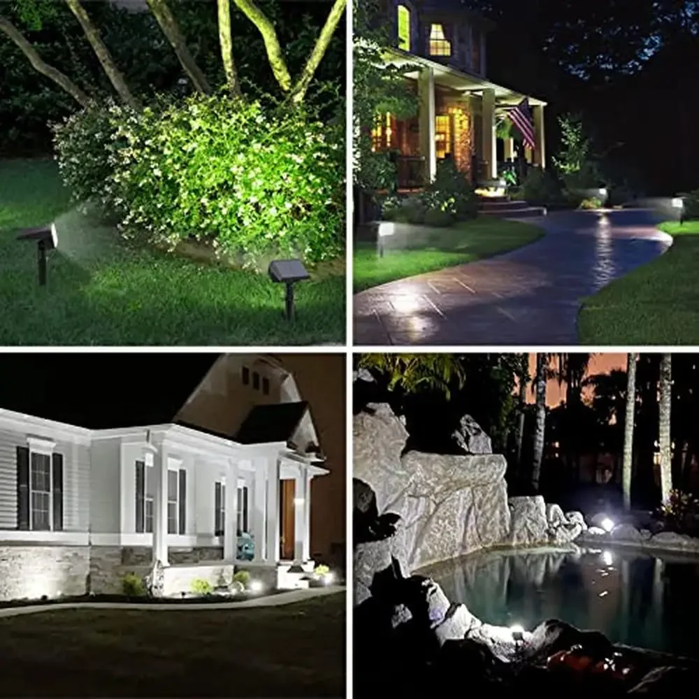 Solar Landscape Spotlights 6 Pack 52 LED IP65 Waterproof Security Lights Outdoor Garden Light 3 Modes Easy Install Auto ON/OFF