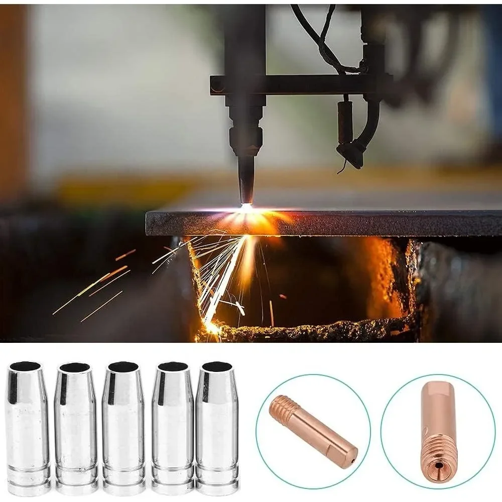 MB15 Welding Tips Welding Torch Holder Accessories Kit 0.8mm M6 Tips Holder Cup for MB15 15AK MIG Welding Torch 20Pcs