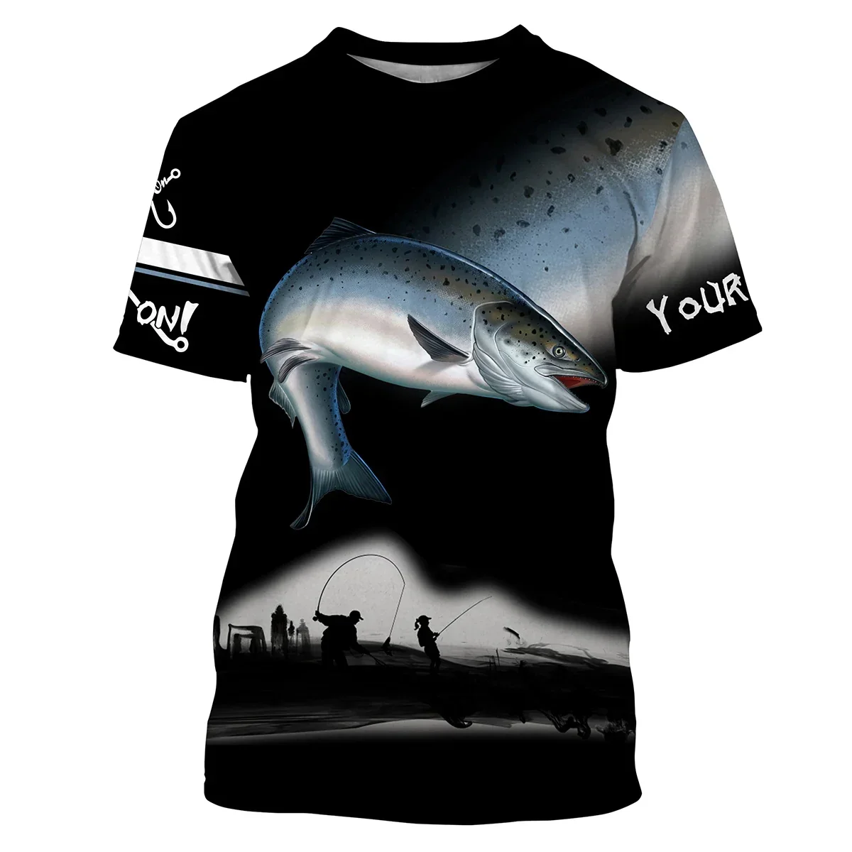 (King salmon) Fishing Customize name 3D All Over Printed Mens t shirt Cool Summer Unisex Casual Short sleeve T-shirt TX265