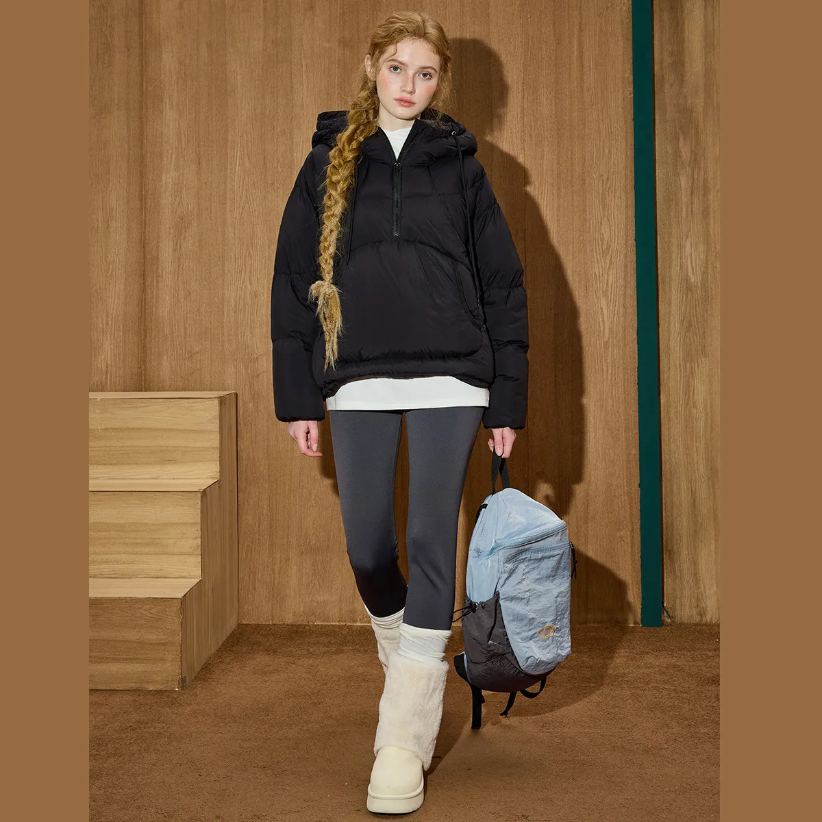 2025 الشتاء المرأة 90% أسفل ملء مقنعين سترة منفوخة المتضخم معطف سميكة الدافئة سترة فضفاضة تناسب مبطن ملابس خارجية #5