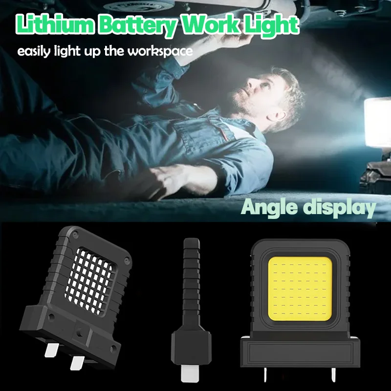 For 20V-21V Lithium Battery Powered Work Light - Adjustable Socket Spacing, Portable Design for Camping and Construction Sites​