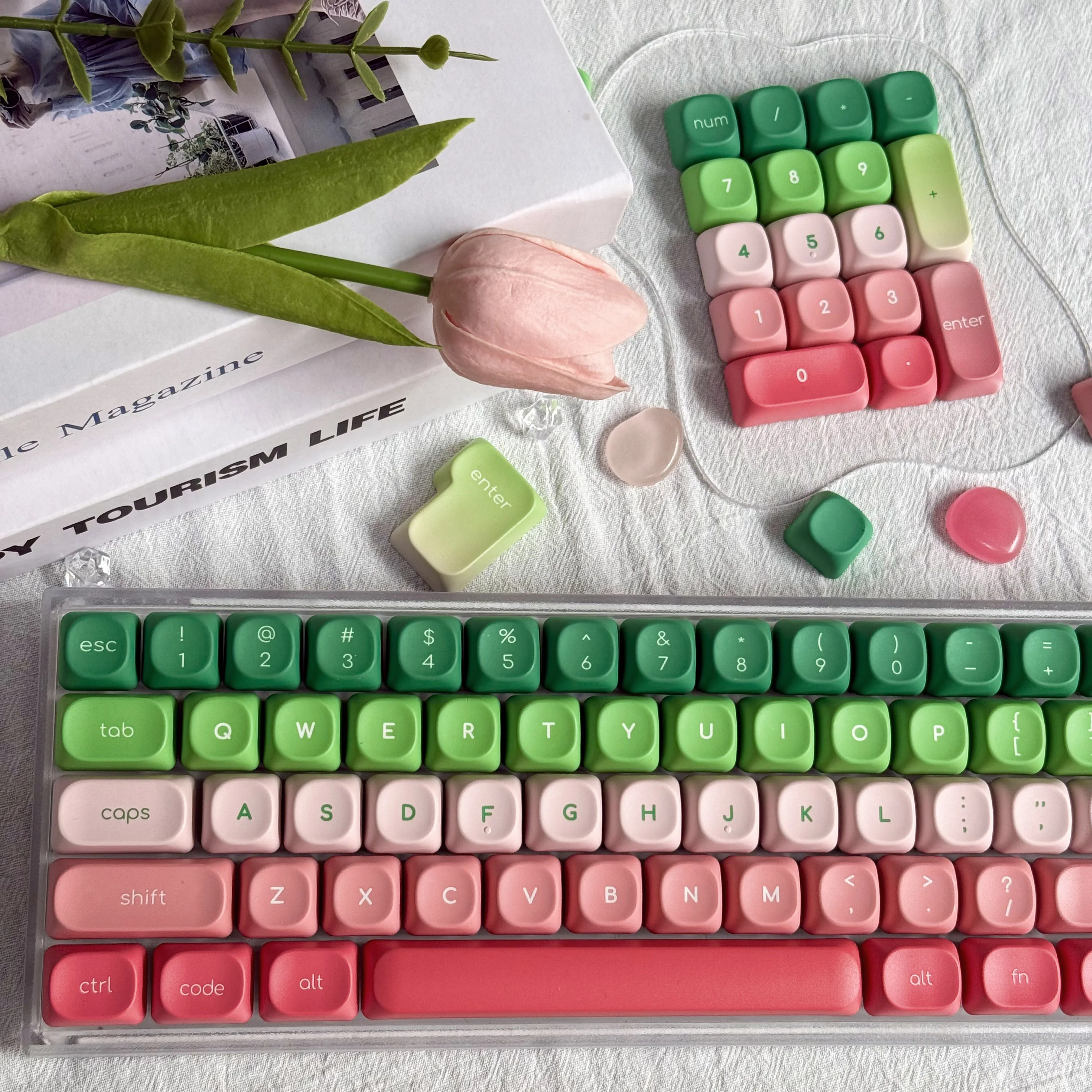 Gradient Key Cap MOA Summer Color PBT Keycaps Customized Mechanical Keyboard Thickened 5-Side Thermal Sublimation Keycap