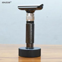 iRAZOR Luxury Adjustable Double Edge Safety Razor for Men with Stand Holder And 5pcs Shaver Blades Daily Shaving Grooming Tool