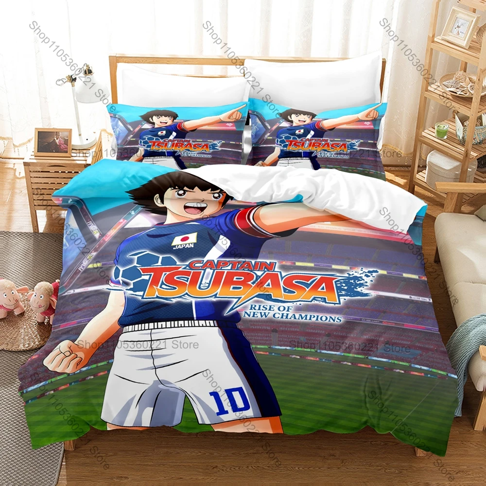 

Personality Captain Tsubasa Soccer Manga Bedding Set New Brushed Microfiber Duvet Cover Pillowcase Twin Full Queen King Size Hom