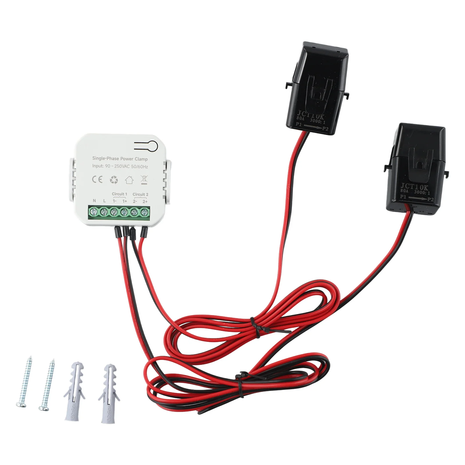 

Измеритель энергии Wi-Fi 80А, совместимый с приложением Tuya, в комплекте 2 трансформатора тока для точного измерения мощности.