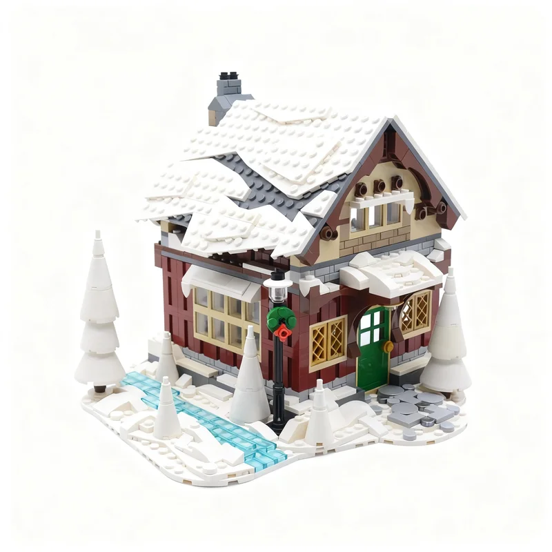 

988PCS MOC Creative Winter Village Snowy Cabin Model Custom Puzzle DIY Ideas Kid Toy Birthday Gift Assembly Kids Child Building