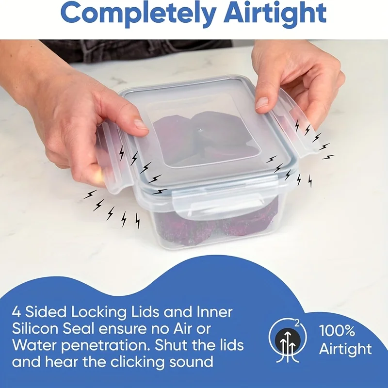 مجموعة حاويات تخزين الطعام المقاومة للتسرب مكونة من 48 قطعة، إعداد الوجبات القابلة للتكديس خالية من مادة BPA، أغطية سهلة المفاجئة، ملصقات وعلامات مجانية