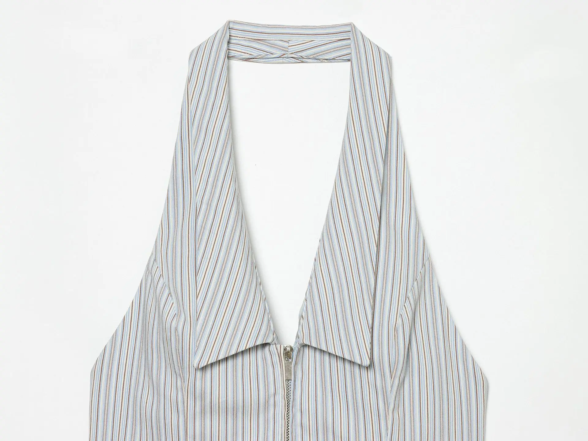 European and American style 2026 new summer style striped backless halterneck top + midi shorts set