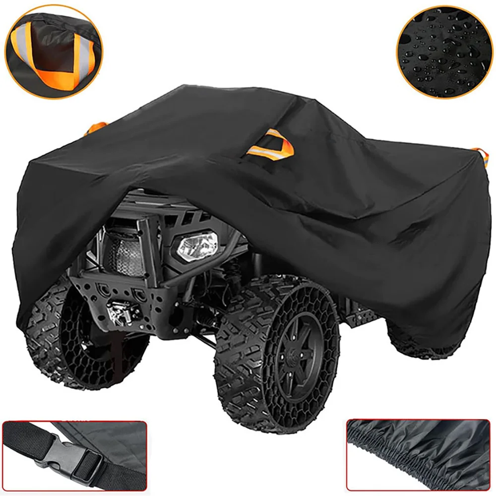 Quad Bike ATV Cover Universal 210D Waterproof Motorcycle Vehicle Scooter Kart Motorbike Resistant Dust UV Protector Black