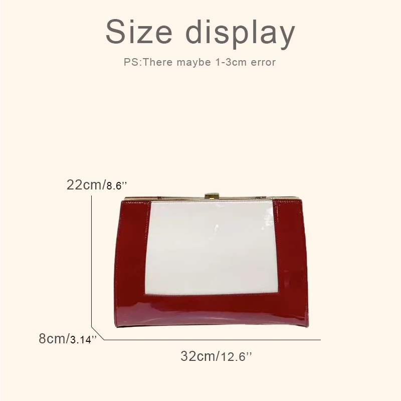 Box Clip Clutch Bags For Women Luxury Designer Handbags And Purses 2026 New In PU Mirror Color Blocking Top Metal Frame Shoulder