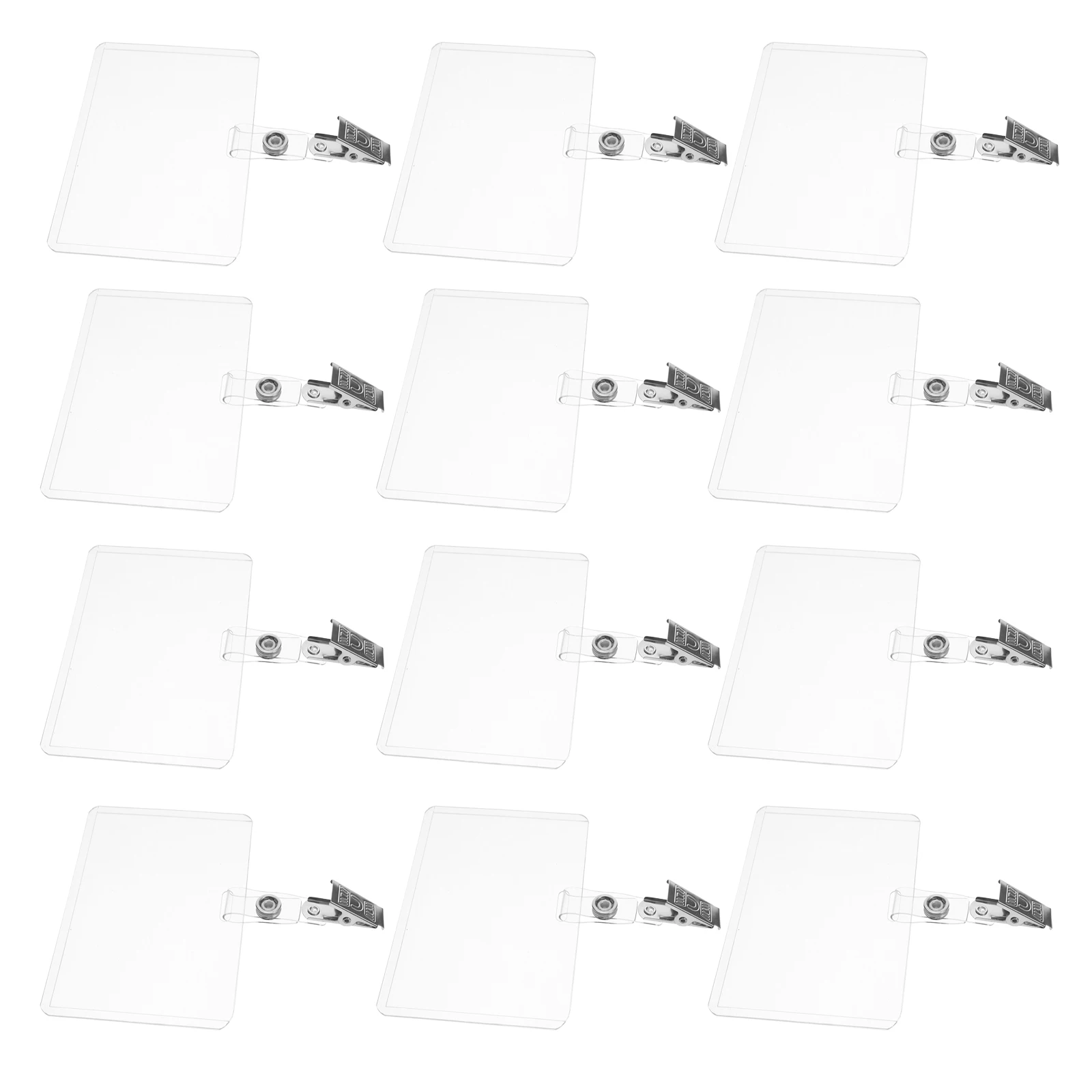 

50 set ID Badge Holder Waterproof Clear Horizontal Clip Name Card Protector for Work Pass Plastic Case Belt Attachment