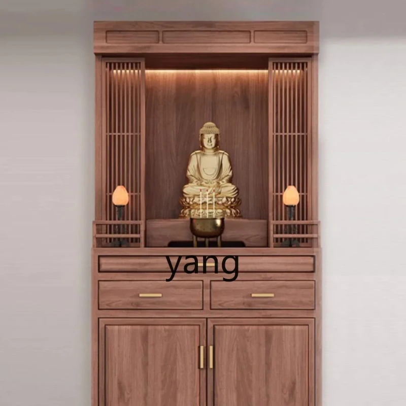 

yjq modern new Chinese solid wood casket with door household Buddha cabinet vertical cabinet
