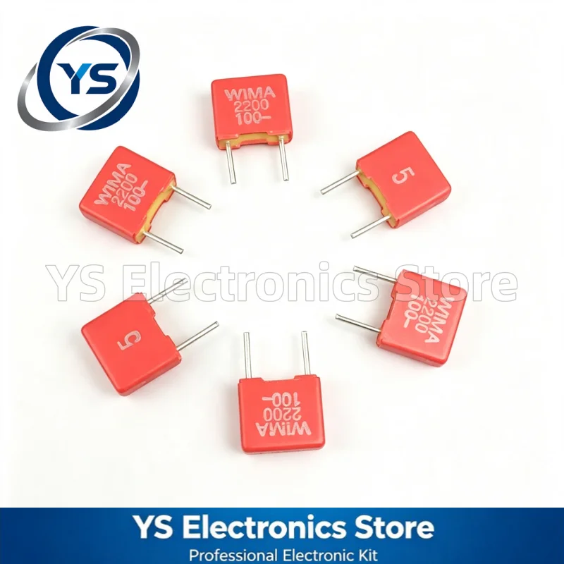 WIMA RED MKS2 100V0.0022UF 100V 0.0022UF 2200PF 222 100V222 5mm Film Capacitor Hi-Fi Audio Capacitors NEW and Original