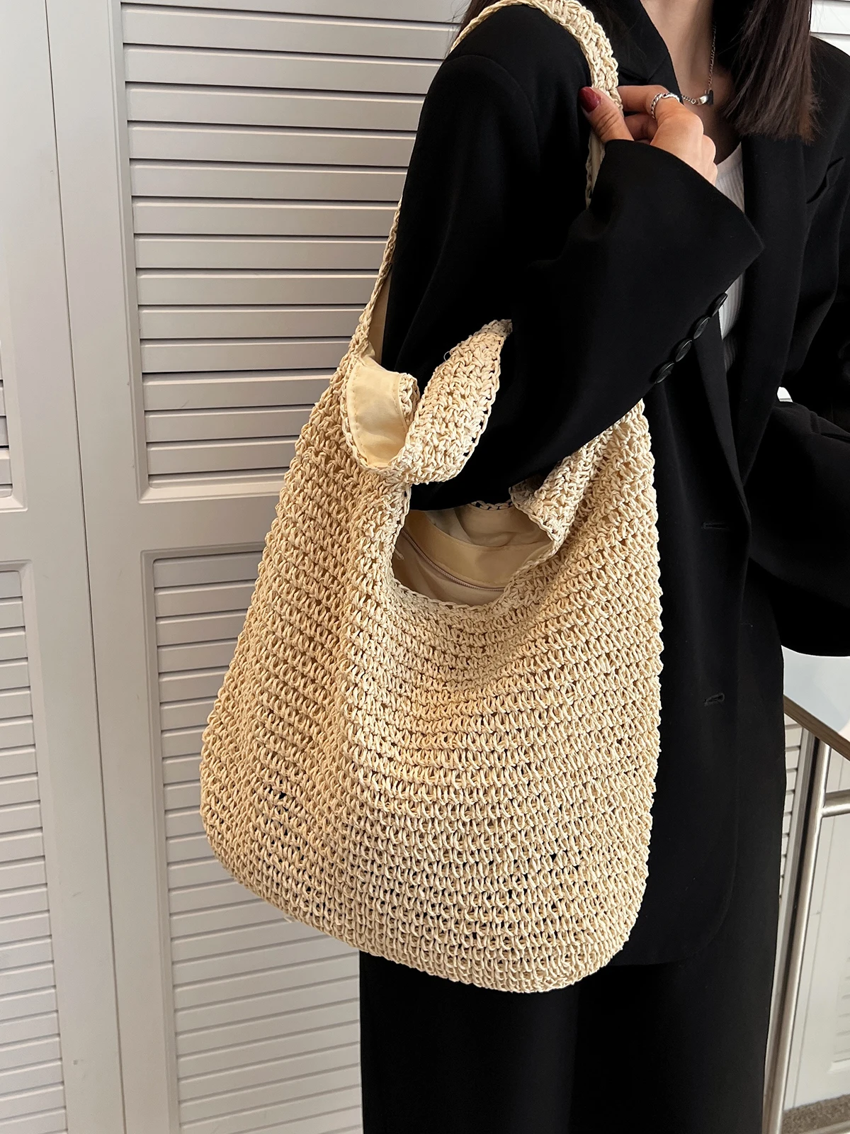 

Big Straw Bags For Women 2024 Y2K Fashion Summer Shoulder Bags Handbags And Purses Weave Beach Underarm Bag