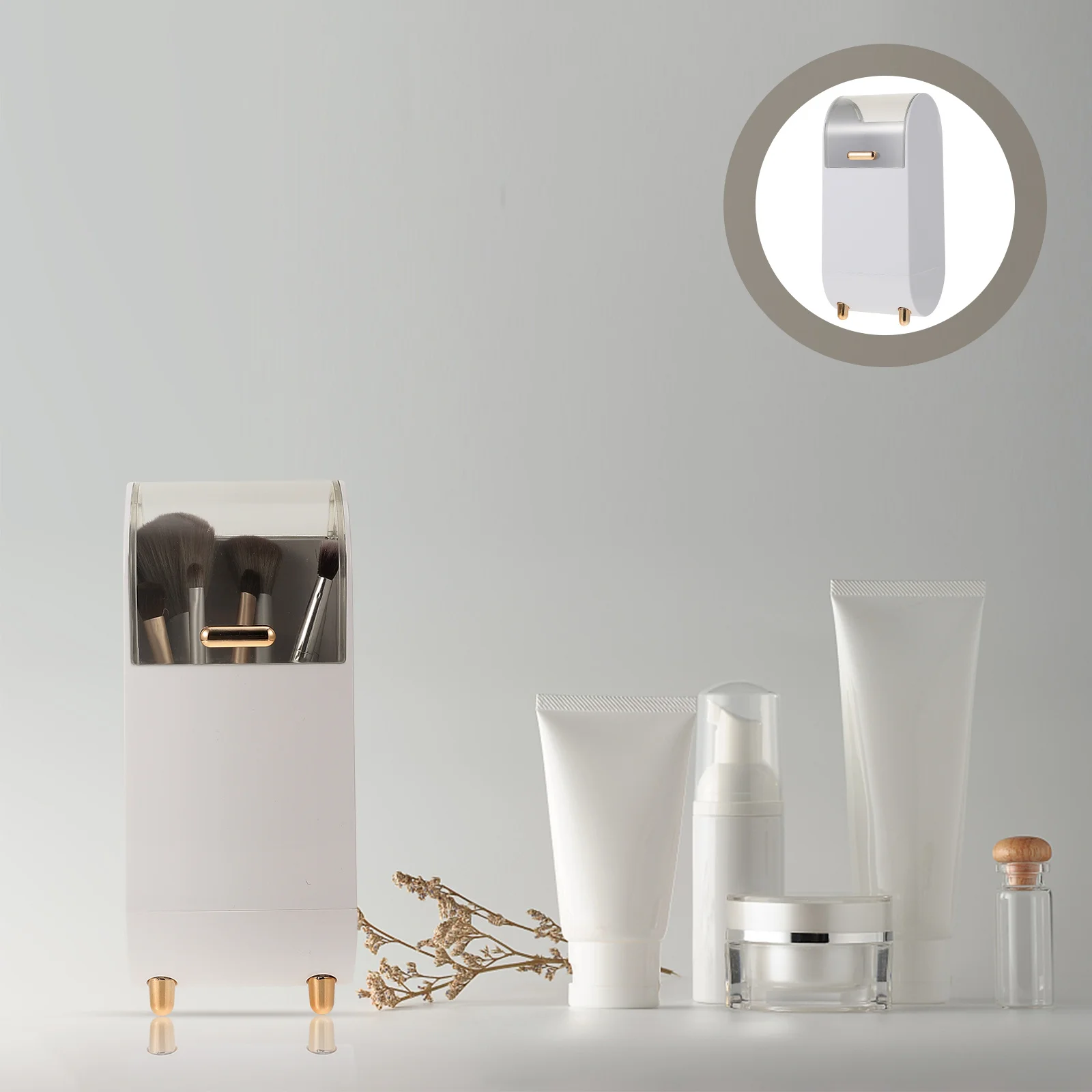 1Pcs Makeup Brush Storage Bucket Brush Holder ABS Plastic Eyebrow Pencil Organizer Desktop Beauty Storage Box