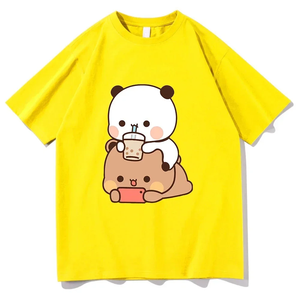 Bubble Tea Bubu i Dudu T Shirt mężczyźni kobiety Harajuku estetyczna grafika Kawaii t-shirt Unisex śmieszne koszulki z piaskowym koszulki bawełniane