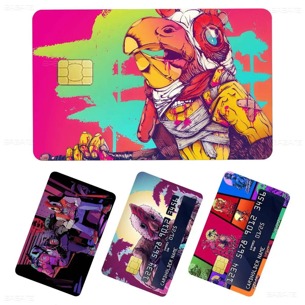 Classic Action Game H-Hotline M-Miami Cartoon Credit Card Skin Stickers for Bank Card Bus Metro Card Sticker Waterproof Women