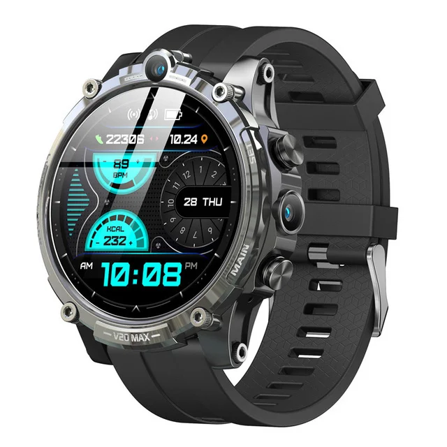 V20 MAX Smart Watch WiFi 4G SIM Card Dual Camera Heart Rate Monitoring Fitness Bracelet Smart Navigation Watch For Android IOS