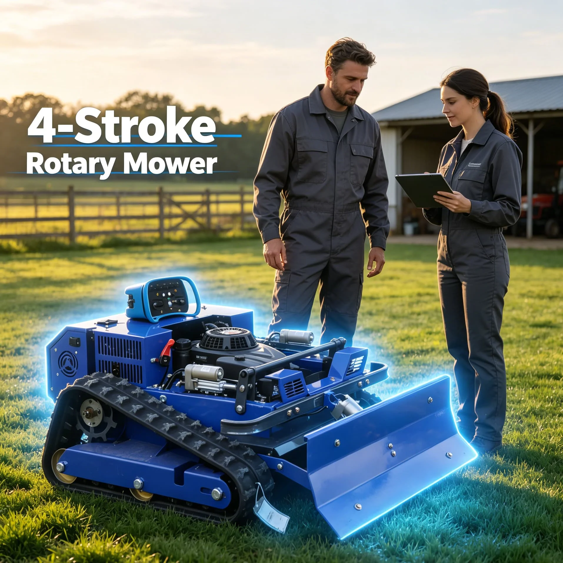 Customized rotary mower cordless Remote Controlled Crawler Lawn Mower, Petrol Powered Flail Mower For Yard And Grass Cutting