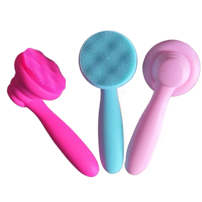 Hand-held Soft Haired Silicone Cleansing Brush Children Baby Bathing Brush Women Girls Skin Massage Shower Brushes with Handle