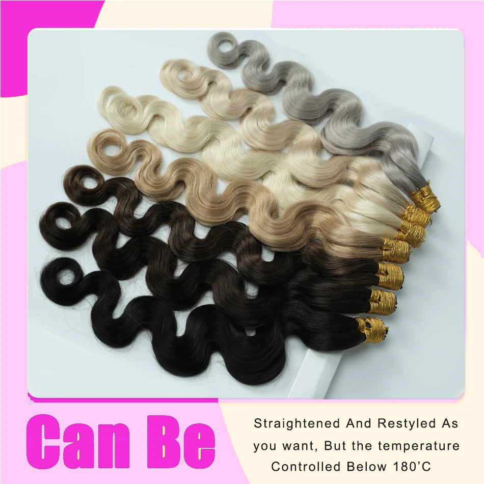 Wavy Micro Loop Ring Human Hair Extensions Body Wave Natural Blonde Black Remy European Hair Highlight Balayage Grey 50 Strands