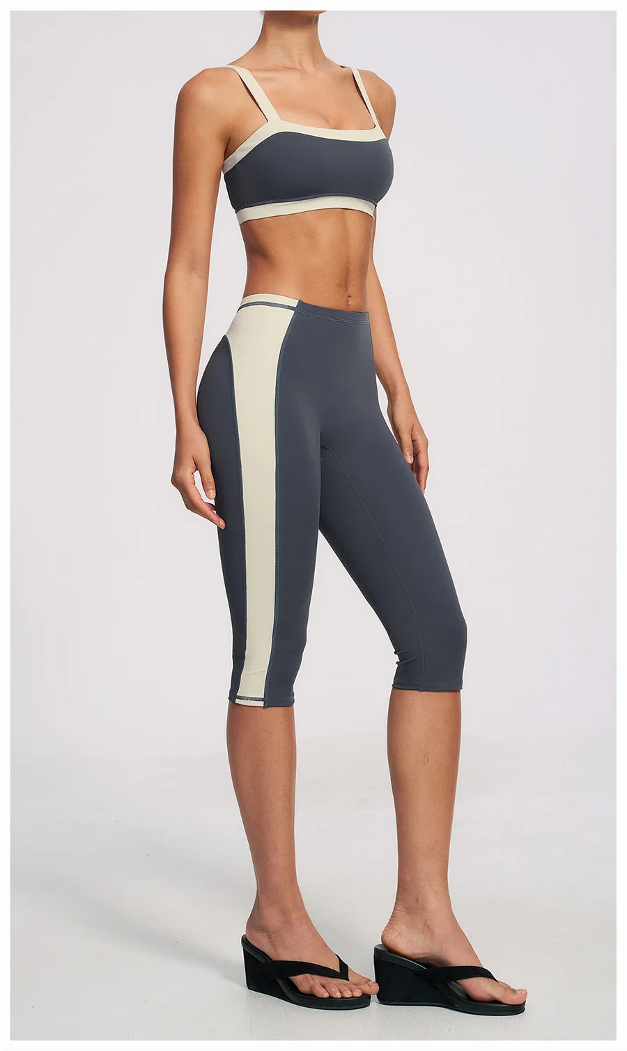 Yoga-Set 2-teilig Workout-Outfit Damen Trainingsanzüge Fitness-Weste Kurze Sporthose Ärmellose Capri-Hose Sportbekleidung Sport-BH Kleidung – Detail 27