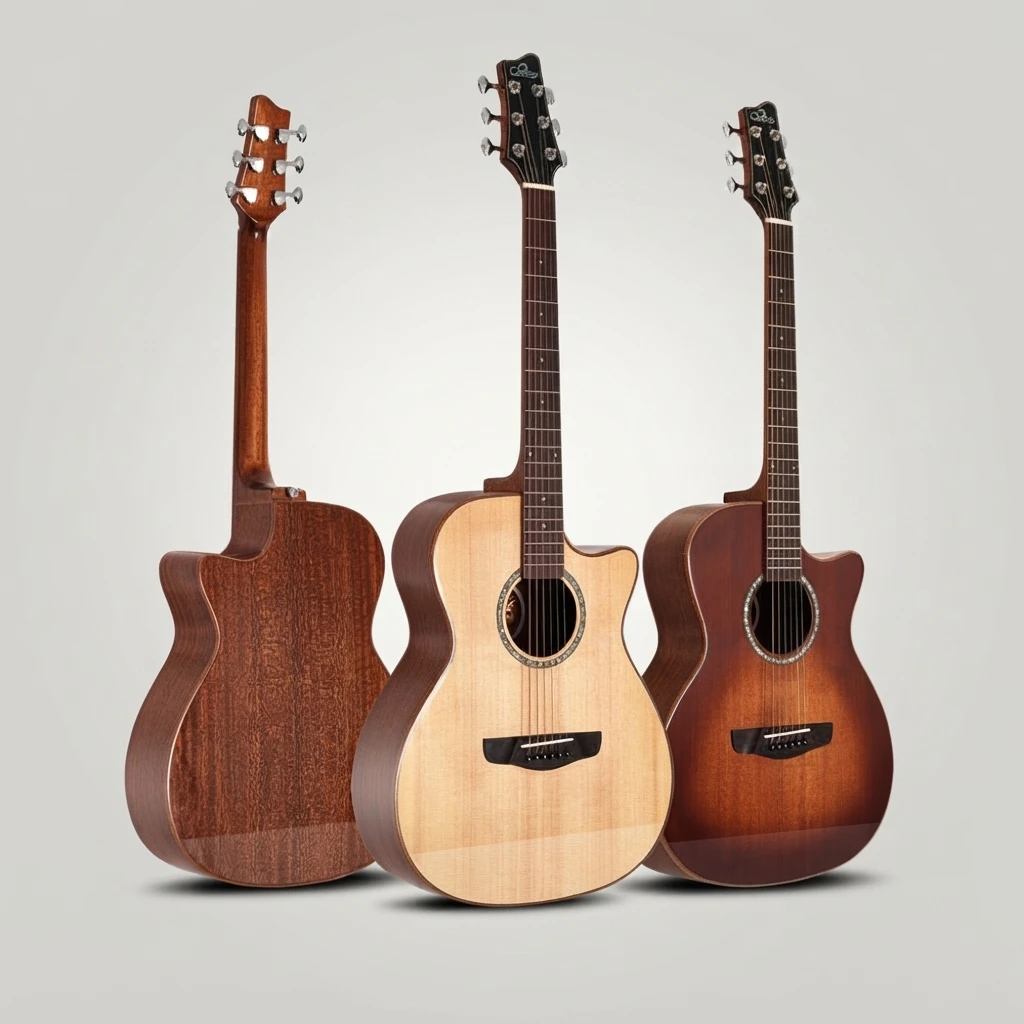 Cutaway Folk Acoustic Guitar,Solid Spruce Top Mahogany Back,Rosewood Fretboard Gloss Multi‑Colors For Beginner Intermediate Use