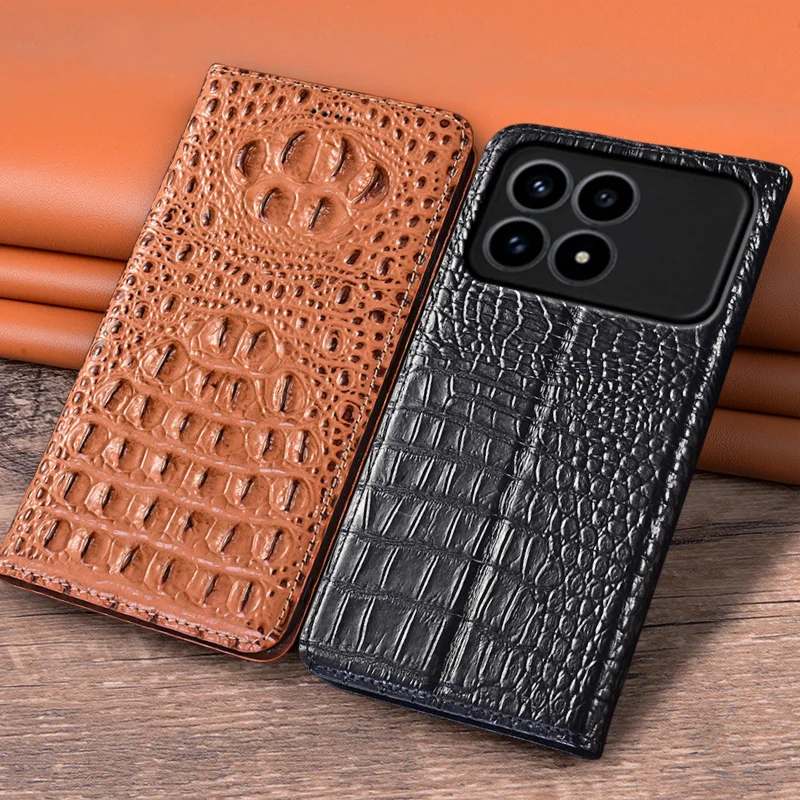 

Флип-чехол для XIAOMI POCO F8 Pro Ultra 5G, магнитный чехол из натуральной кожи, чехол из воловьей кожи с 3D когтями крокодила, карманные чехлы-кошельки для карт
