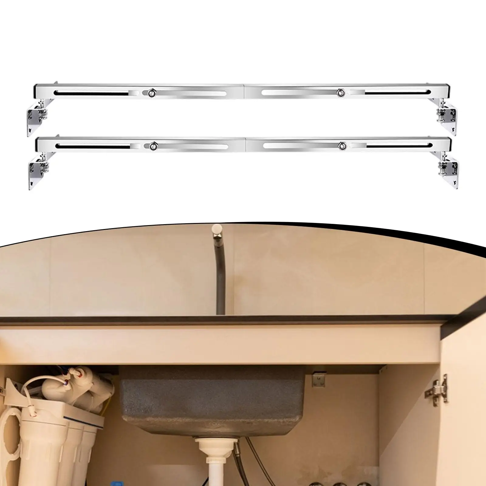 

2 Pieces Undermount Sink Brackets Adjustable 71-100cm Save Space Installation Kit