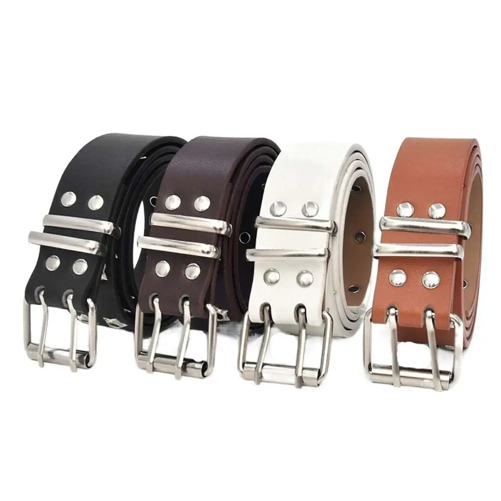 

Korean Wide Side Double Breasted Star Hole Metal Buckle Korean Waist Belts Women Waistband Waist Strap Double Grommet Hole