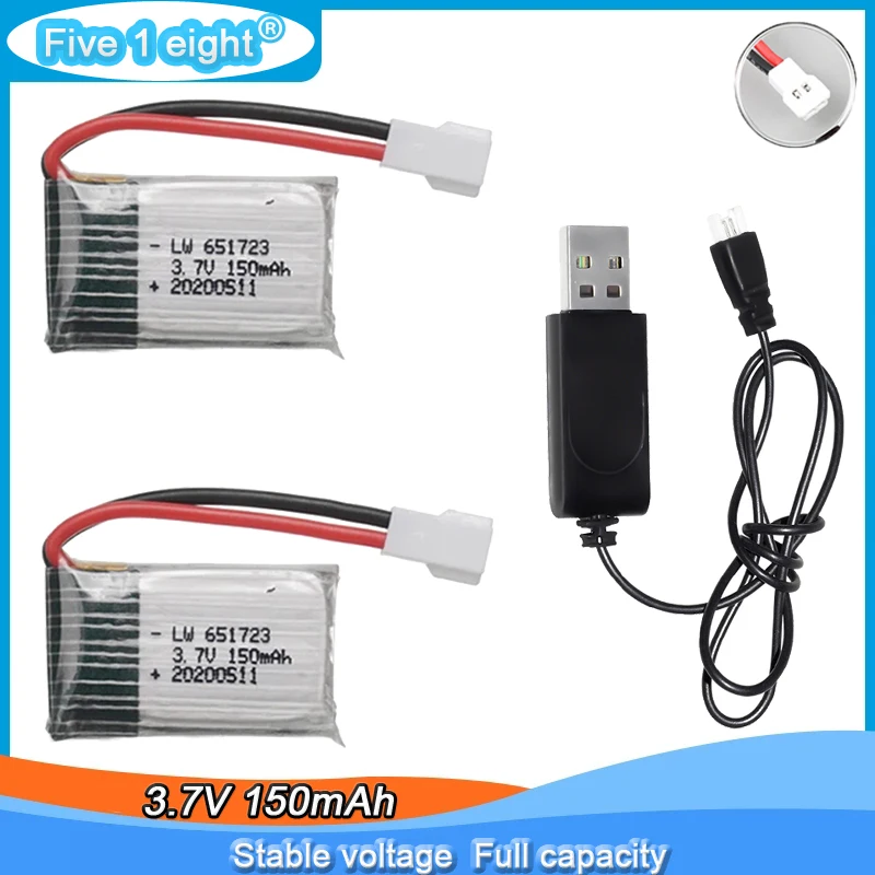 3.7v 150mah 20C 651723 lipo Battery and charger for H2 H8 H48 U207 H36 RC Helicopter Quadcopter Spare Parts Drone