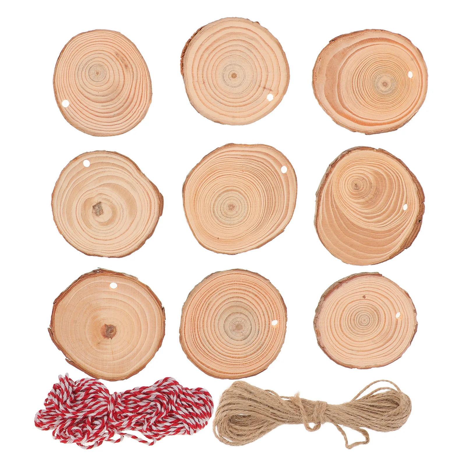 

30 pcs Unfinished Rounds Natural Wood Slices With Hole For Crafts Wood Discs Diy Christmas Decorations Wooden Craft Supplies