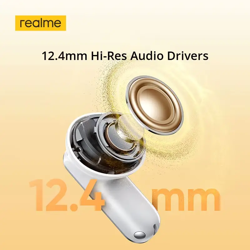 الإصدار العالمي realme buds T500 pro  12.4mm مشغل باس LHDC سماعات 50dB تقليل بلوتوث 6.1 IP55 TWS سماعات أذن لاسلكية - 3
