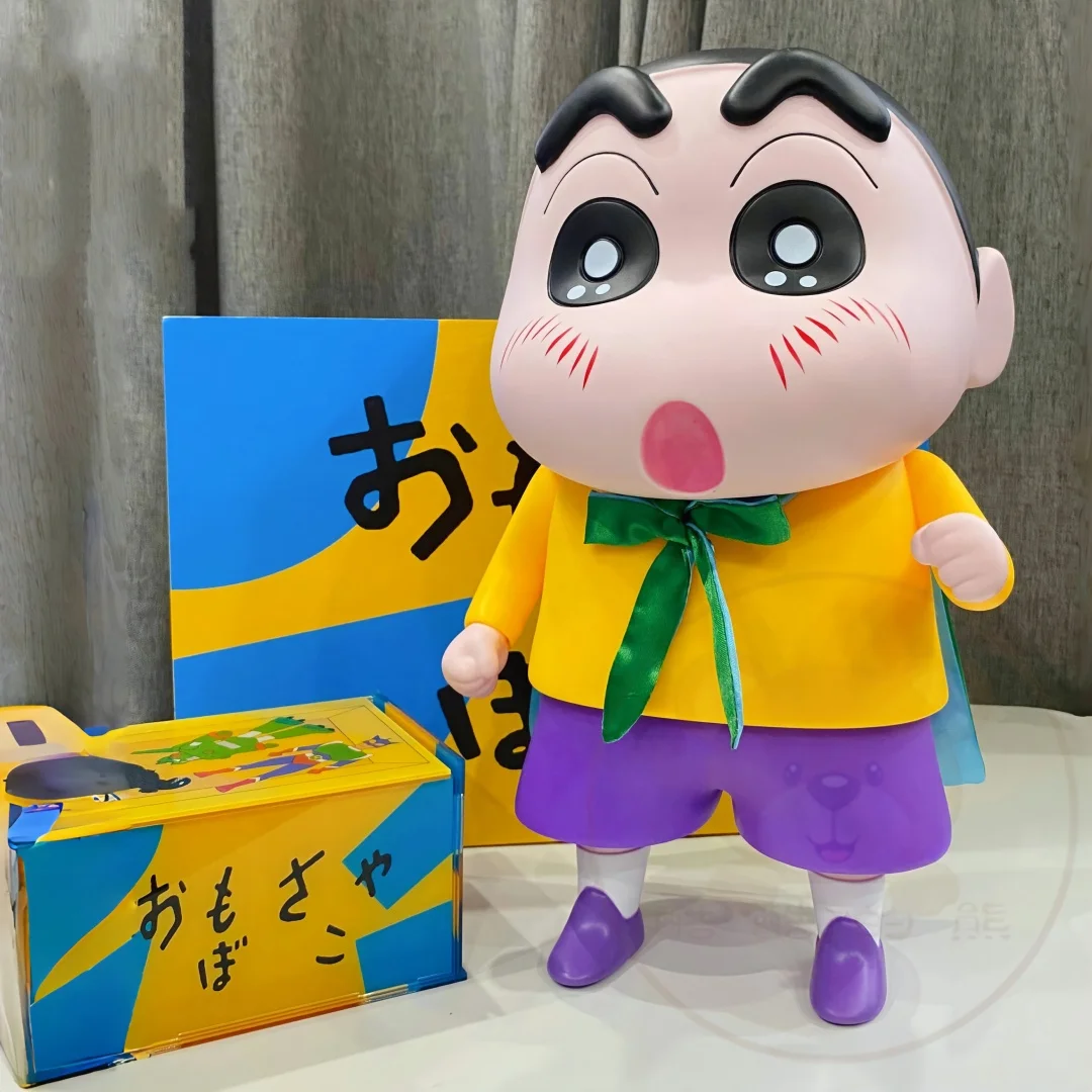 40cm Crayon Shin Chan อนิเมะหุ่นโมเดล PVC น่ารักของตกแต่งเสื้อคลุมสีเทียน Shin Chan ของตกแต่งโต๊ะห้องนอนของเล่นของขวัญ