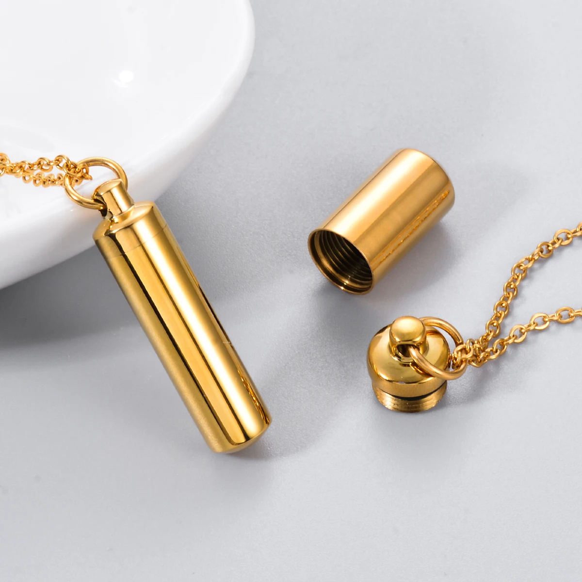 Dropship 8 Size Cylinder Cremation Urn Necklace for Ashes Memorial Keepsake Pendant  Stainless Steel Keepsake Jewelry