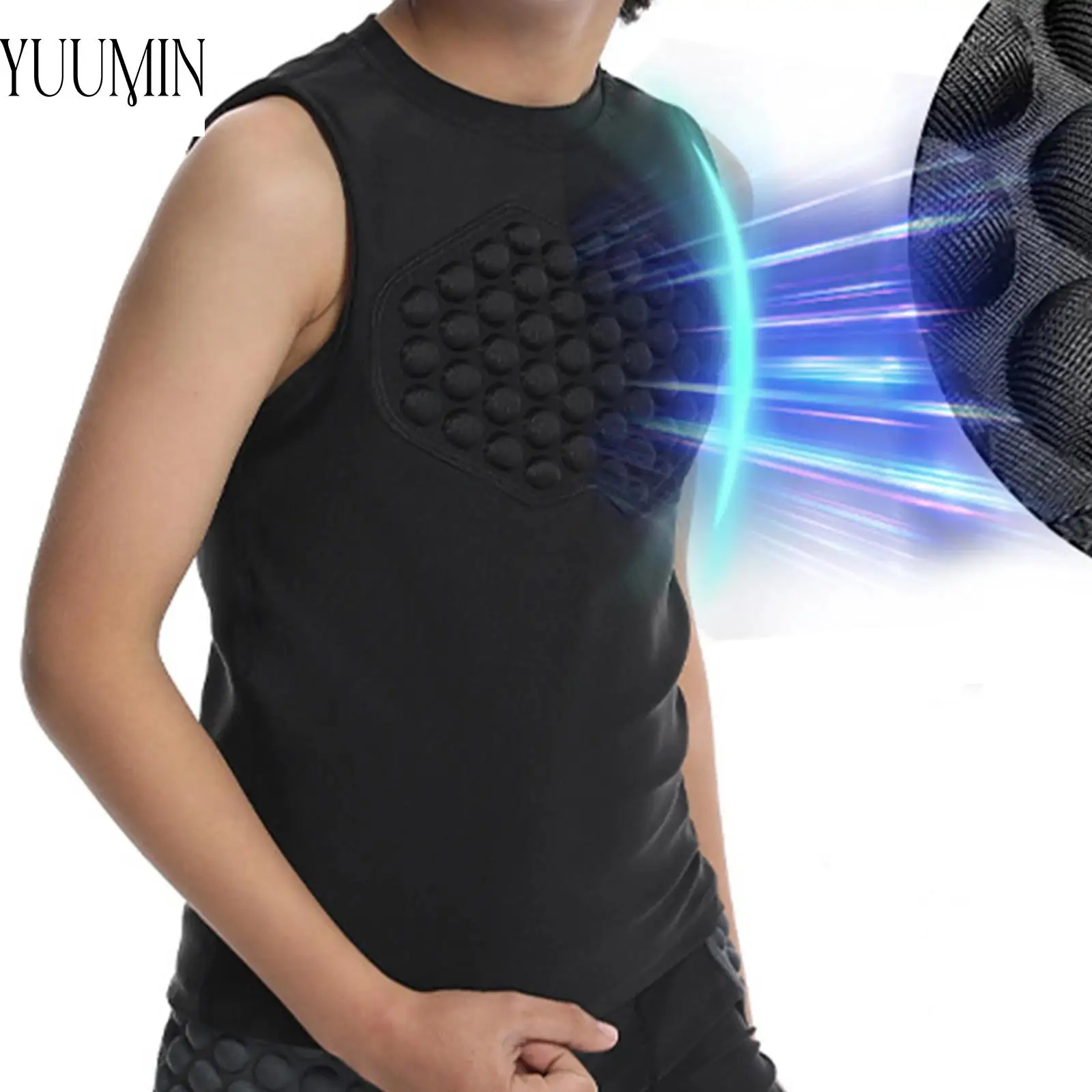 

Kids Girl Quickly Dry Anti-Collision Padded Vest Sleeveless Athletic Tank Top for Gym Basketball Football Rugby Baseball Fitness
