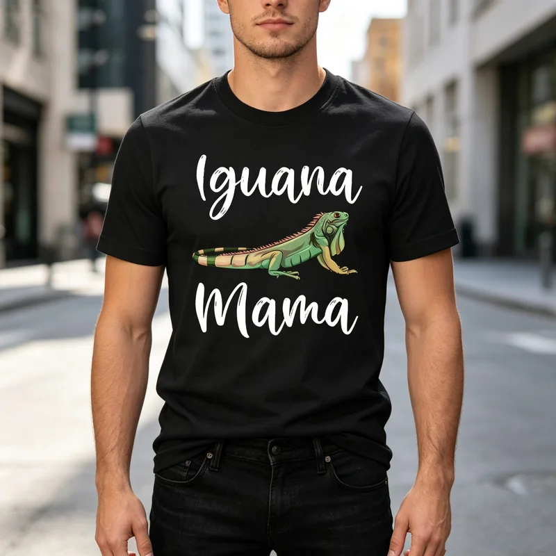 Iguana Mama Funny Iguana Mom Iguana Lizard Pet Reptile Unisex T-shirt Soft Cotton Crew Neck Mens Daily Top  Y2k Top Harajuku