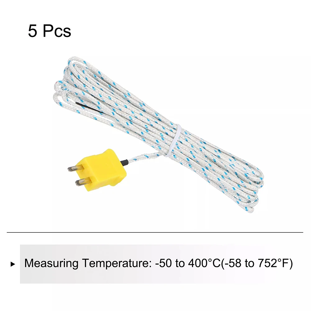 Sonda de temperatura 5 peças 2m para medição de temperatura tm902c para conector tipo k termômetros de termopar sondas medidores de teste