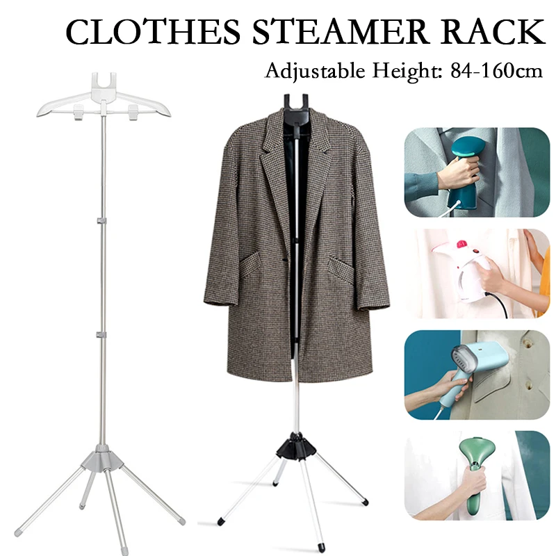 

Adjustable Clothes Steamer Rack with Hand-held Ironing Board Standing Handheld Steam Ironing Bracket Foldable Home Hanger